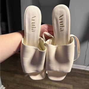 ARULA Cream Heeled Slides